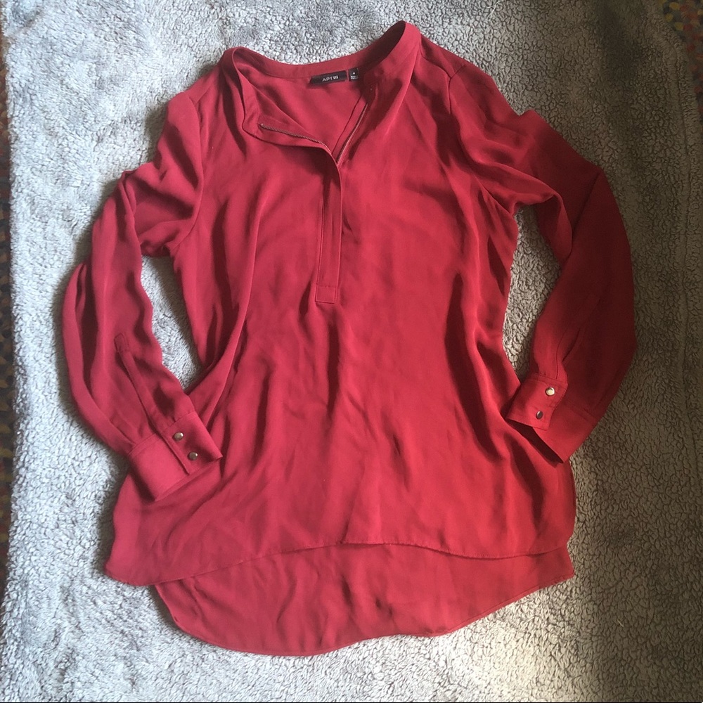 Burgundy quarter zip tunic top